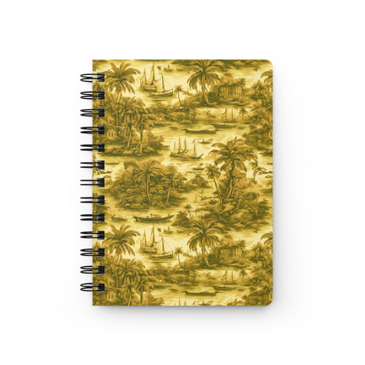 Spiral Bound Journal - Tropical Toile, gold