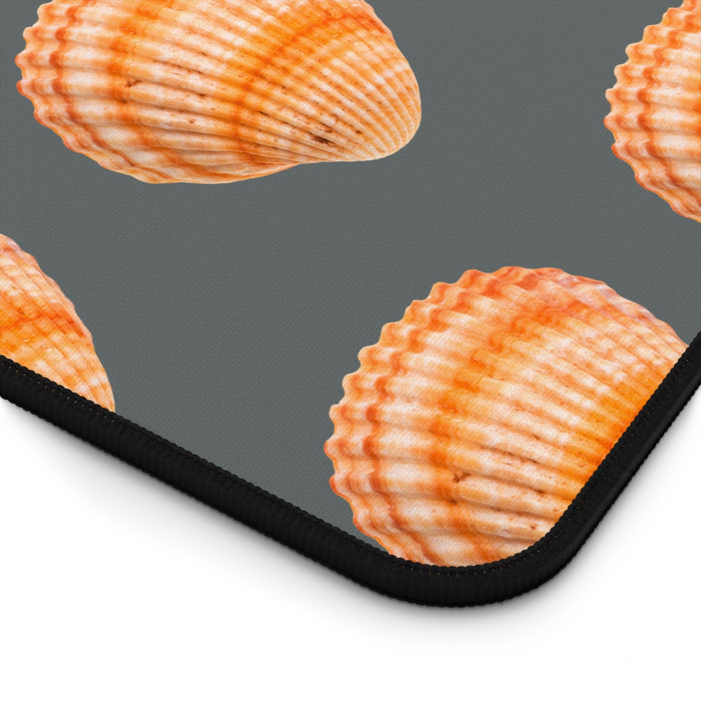 Tropical Mouse Pad/Desk Mat, 3 Sizes - Seashell Design, Perfect for Home Office / Orange Scallop, Dark Grey