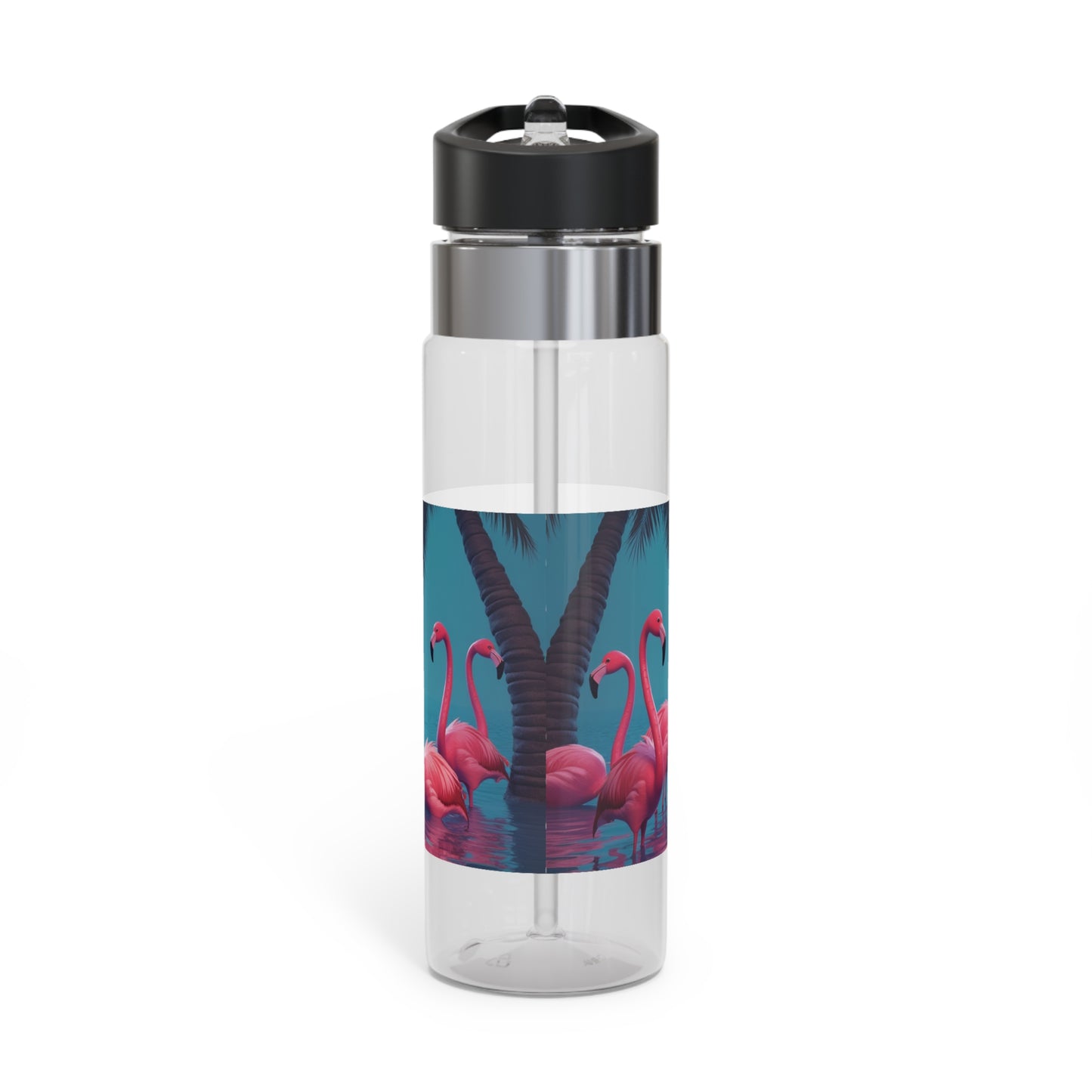 Tropical 20oz Tritan Sport Water Bottle -  Leakproof, Lightweight, BPA-Free / Moonlit Mermaid and Flamingos