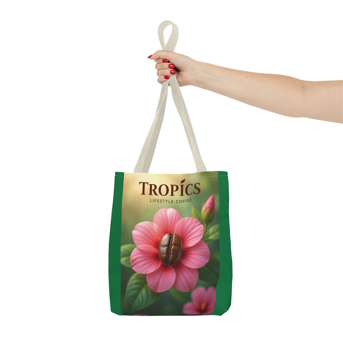 Pink Flower/Green TLCoffee Tote Bag - 3 Sizes