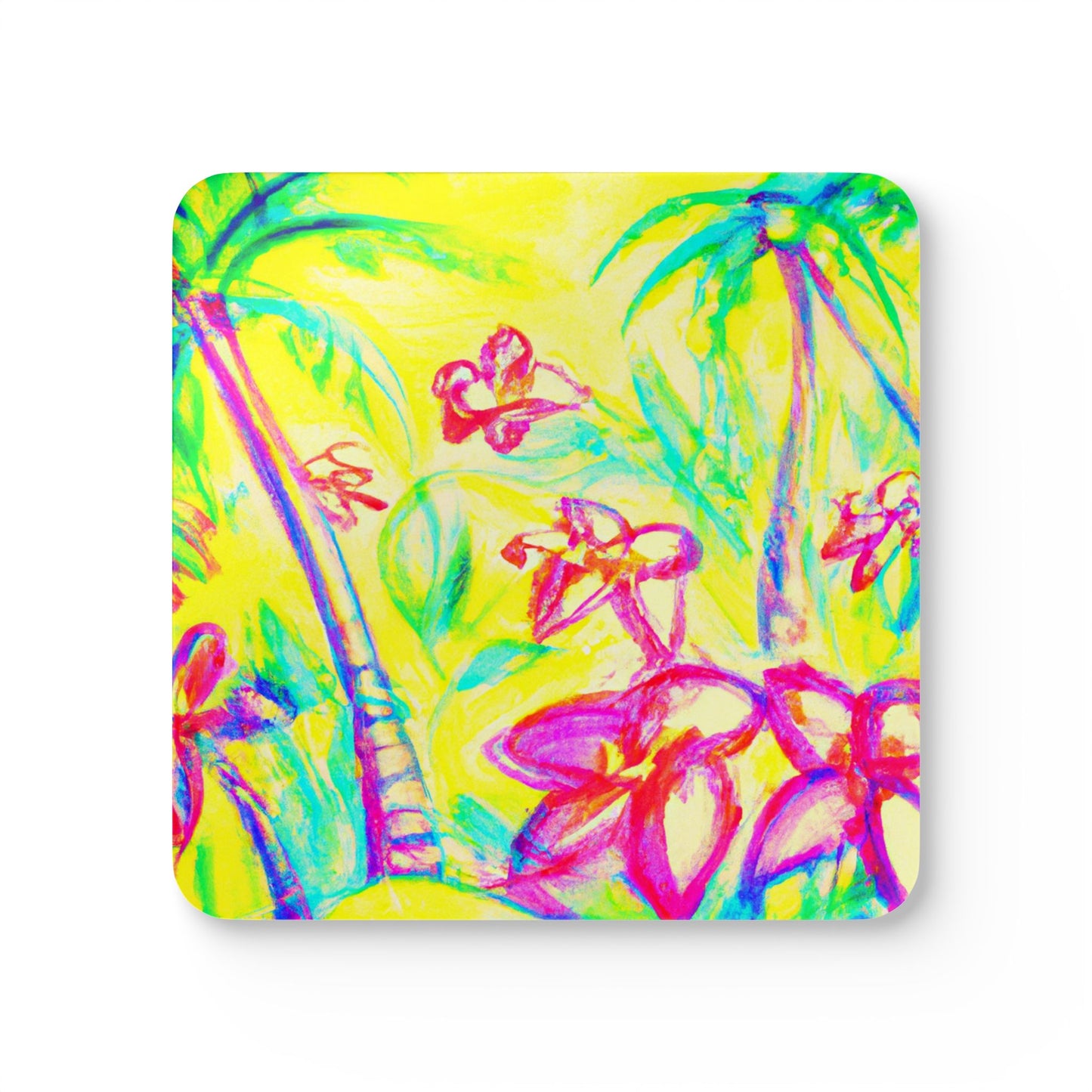 Coaster Set - Tropical Doodles, Yellow