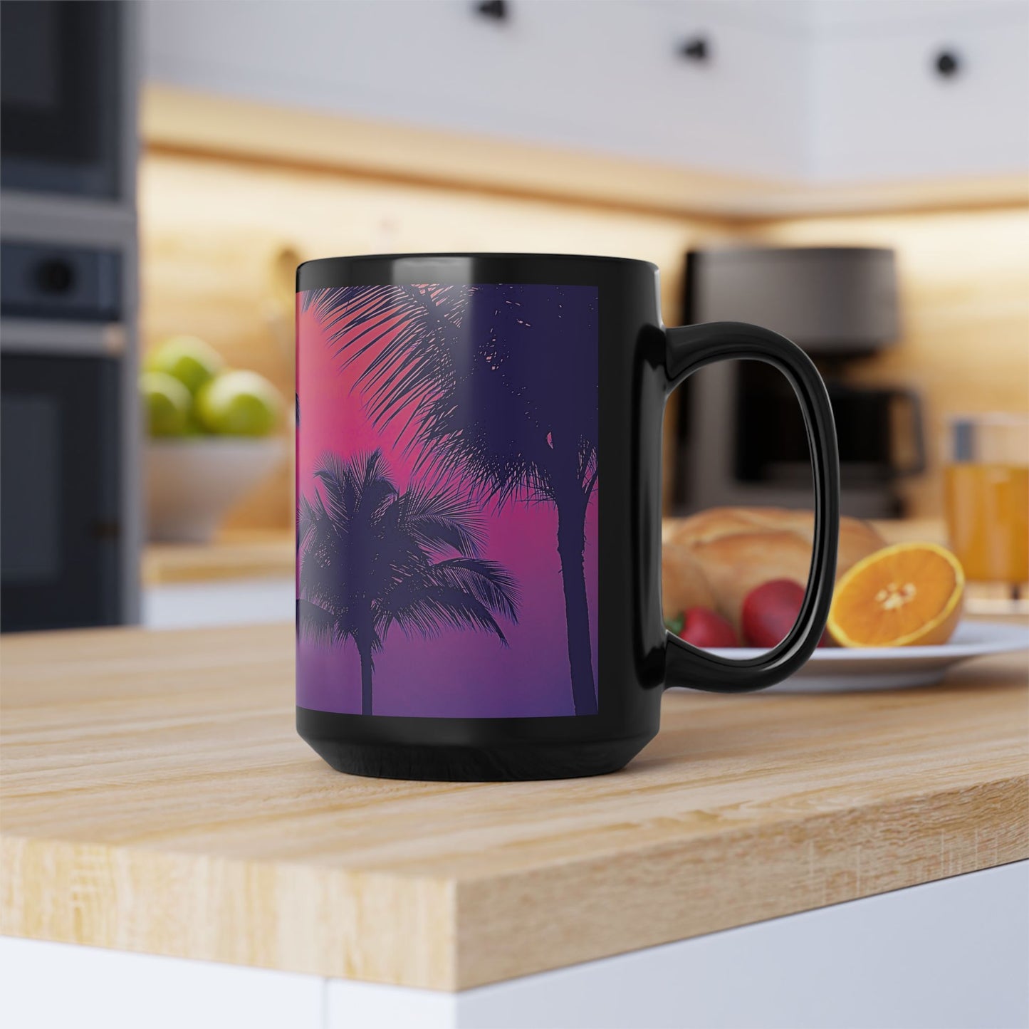 Black Coffee Mug - Palm Glow, Heatwave