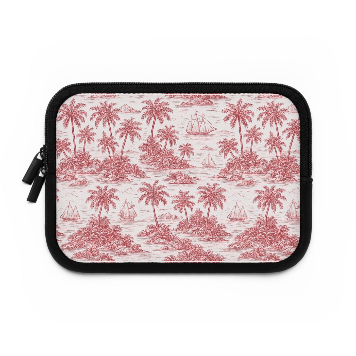 Tropical Laptop Sleeve, 5 Sizes - Perfect for Beach Lovers & Students / Faraway Toile, Red