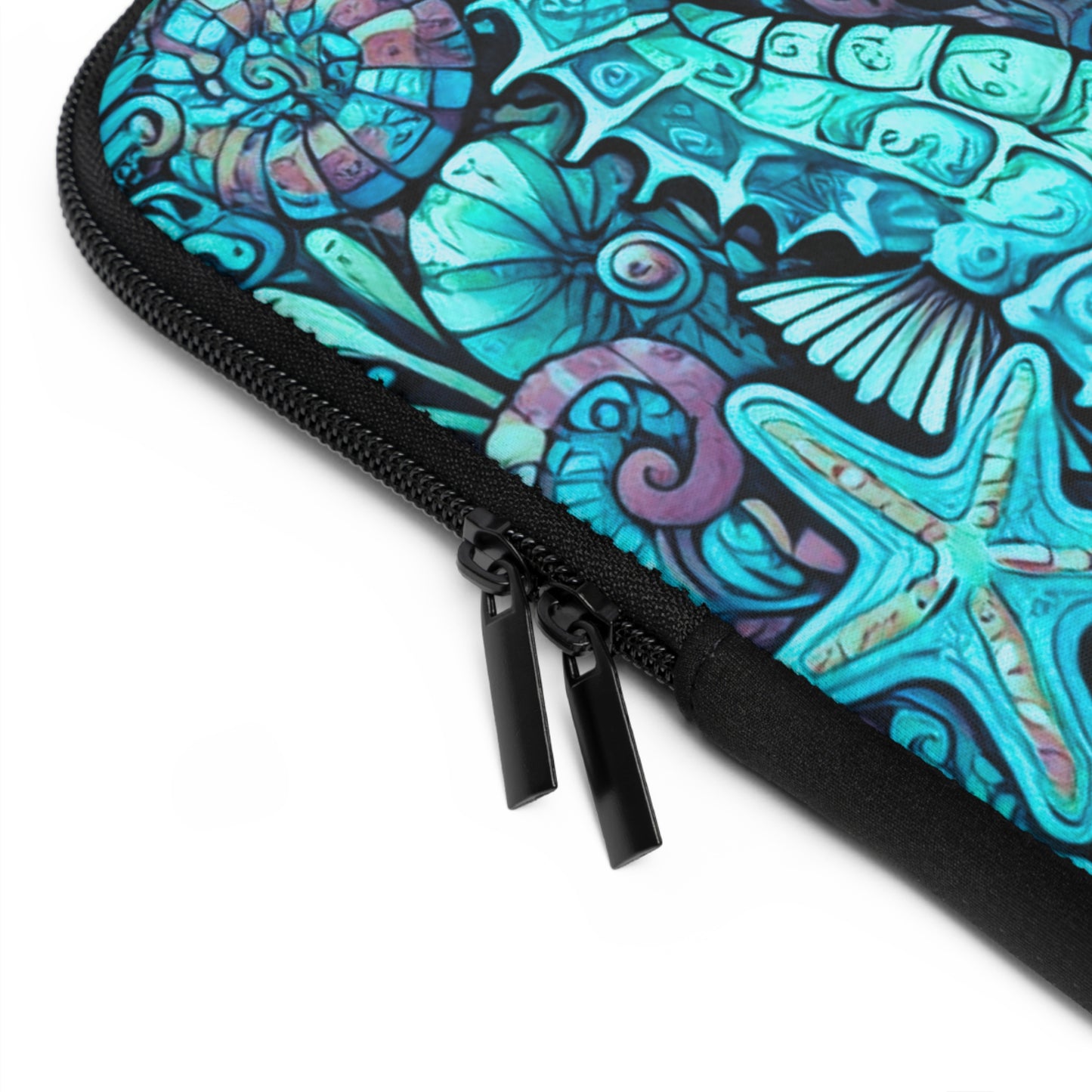 Tropical Laptop Sleeve, 5 Sizes - Perfect for Ocean Lovers & Students / Seahorse Trio, Turquoise