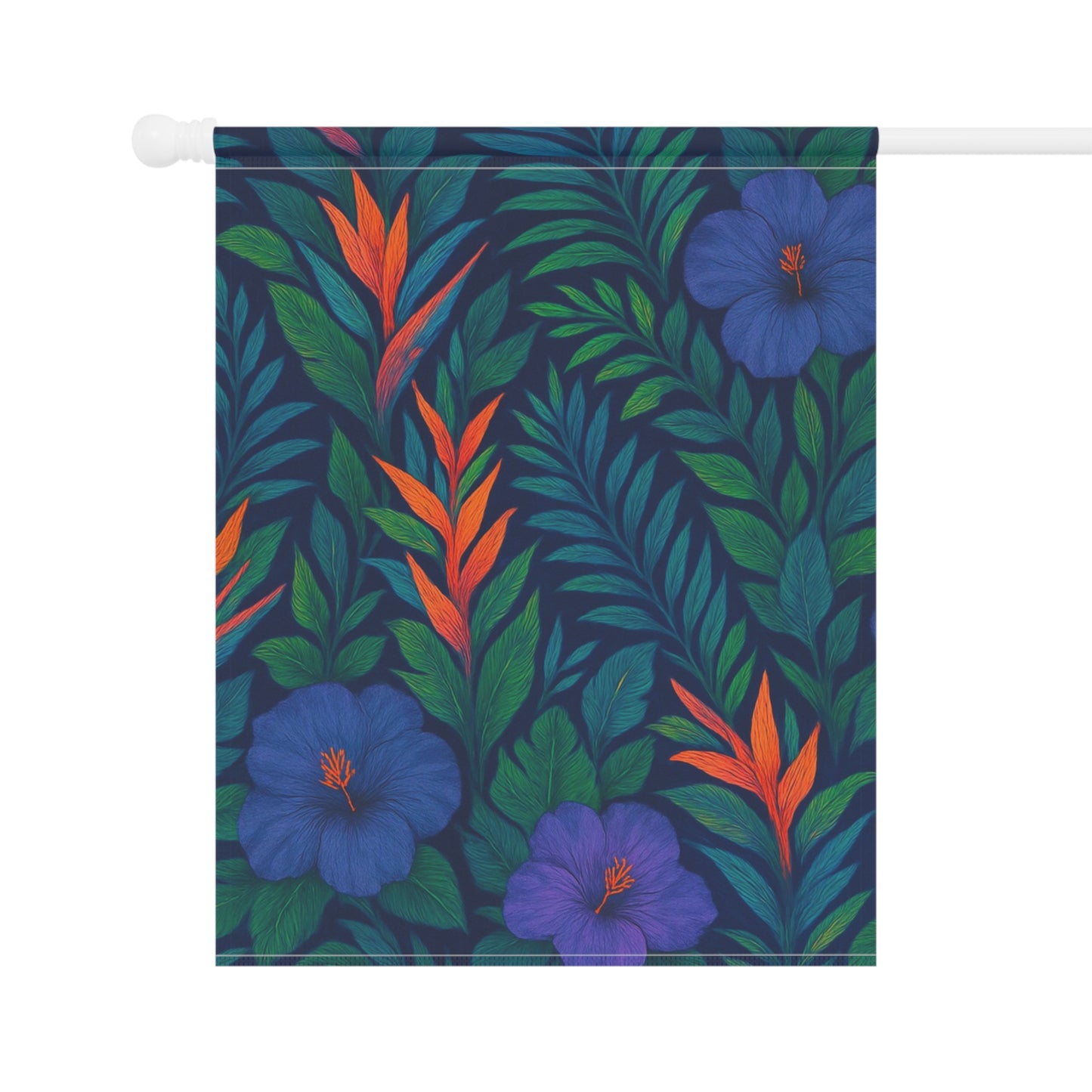 Tropical Garden Flag - Perfect for Outdoor Decor / Midnight Flowers, Navy