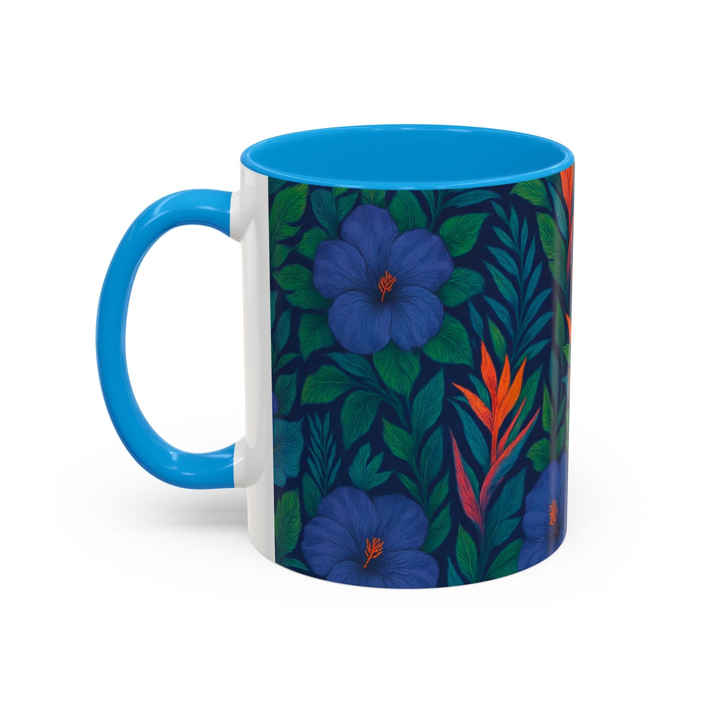 Vibrant Floral Coffee Mug - 11oz & 15oz / Midnight Flower Coral