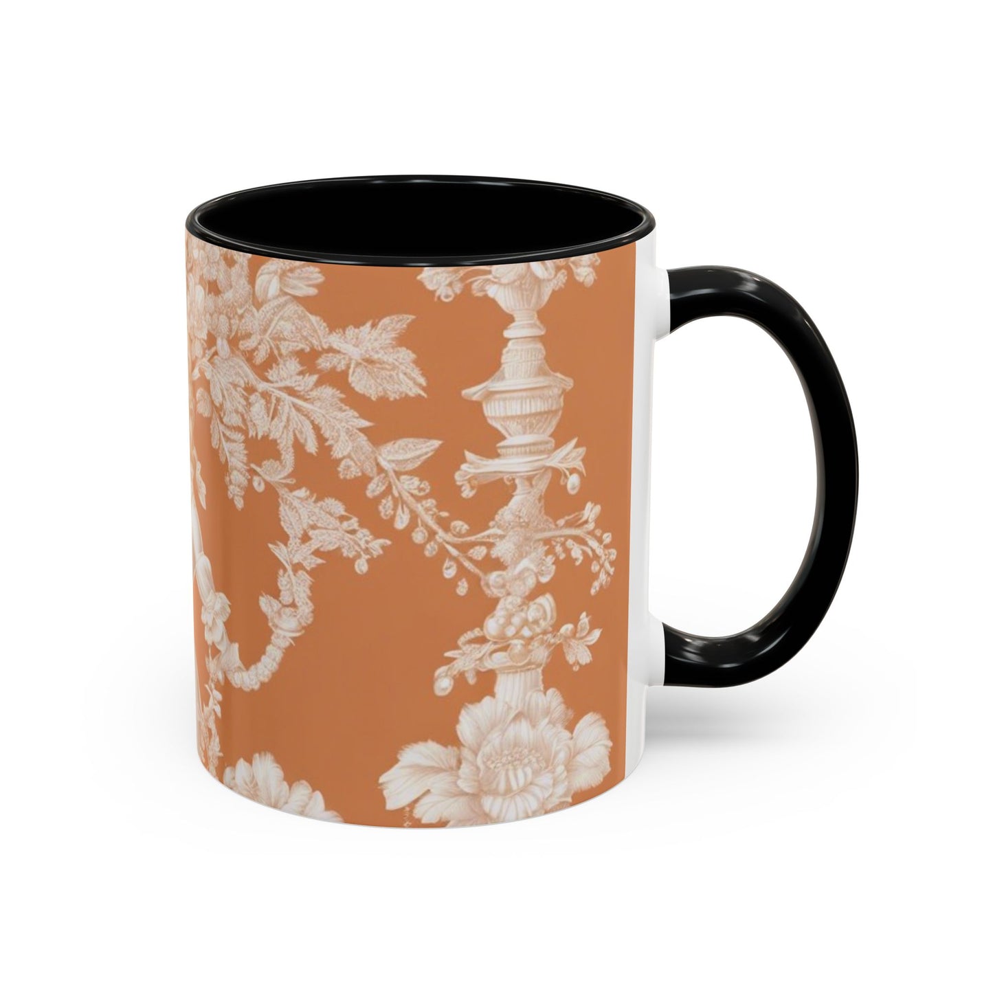 Accent Coffee Mug (11, 15oz), Pearl Lady Toile/Melon, Various Colors