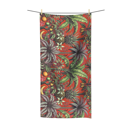 Tropical Fruit/Red Polycotton Towel