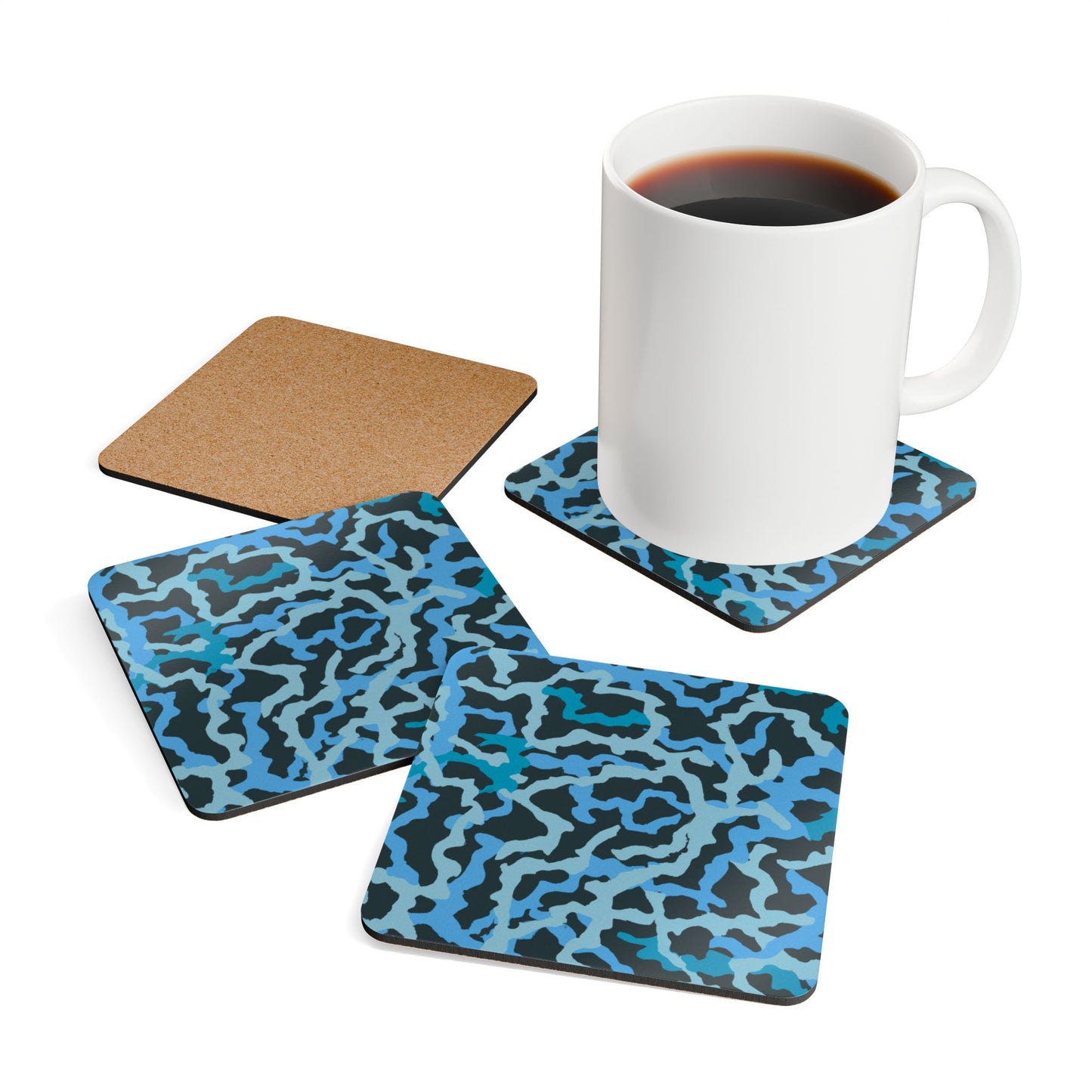 Coaster Set - Coral Threads/Blue