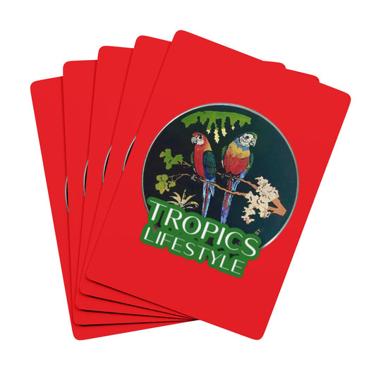 Poker-Sized Playing Cards - Two Brazilian Parrots, red