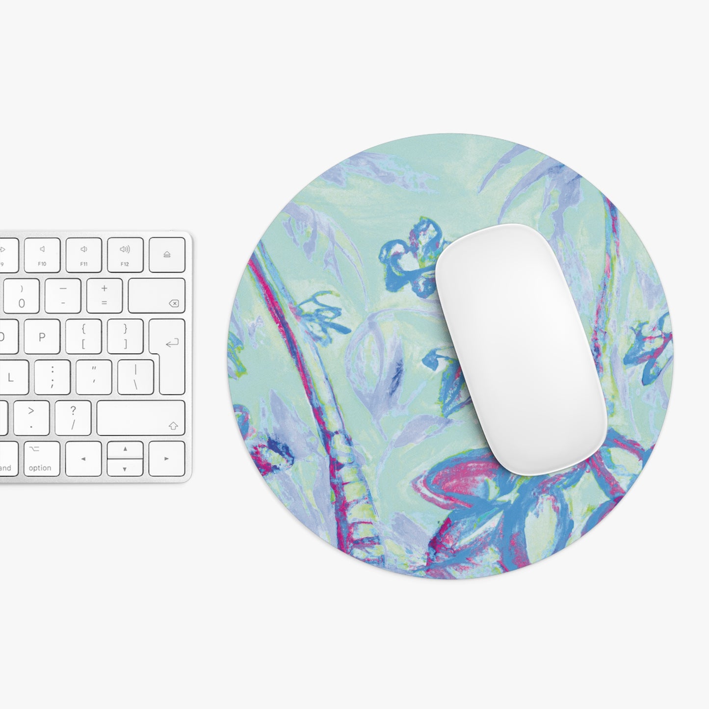 Rainforest Mouse Pad, 2 Shapes - Beach Vibes for Home Office & Gamer / Tropical Doodles, Blue