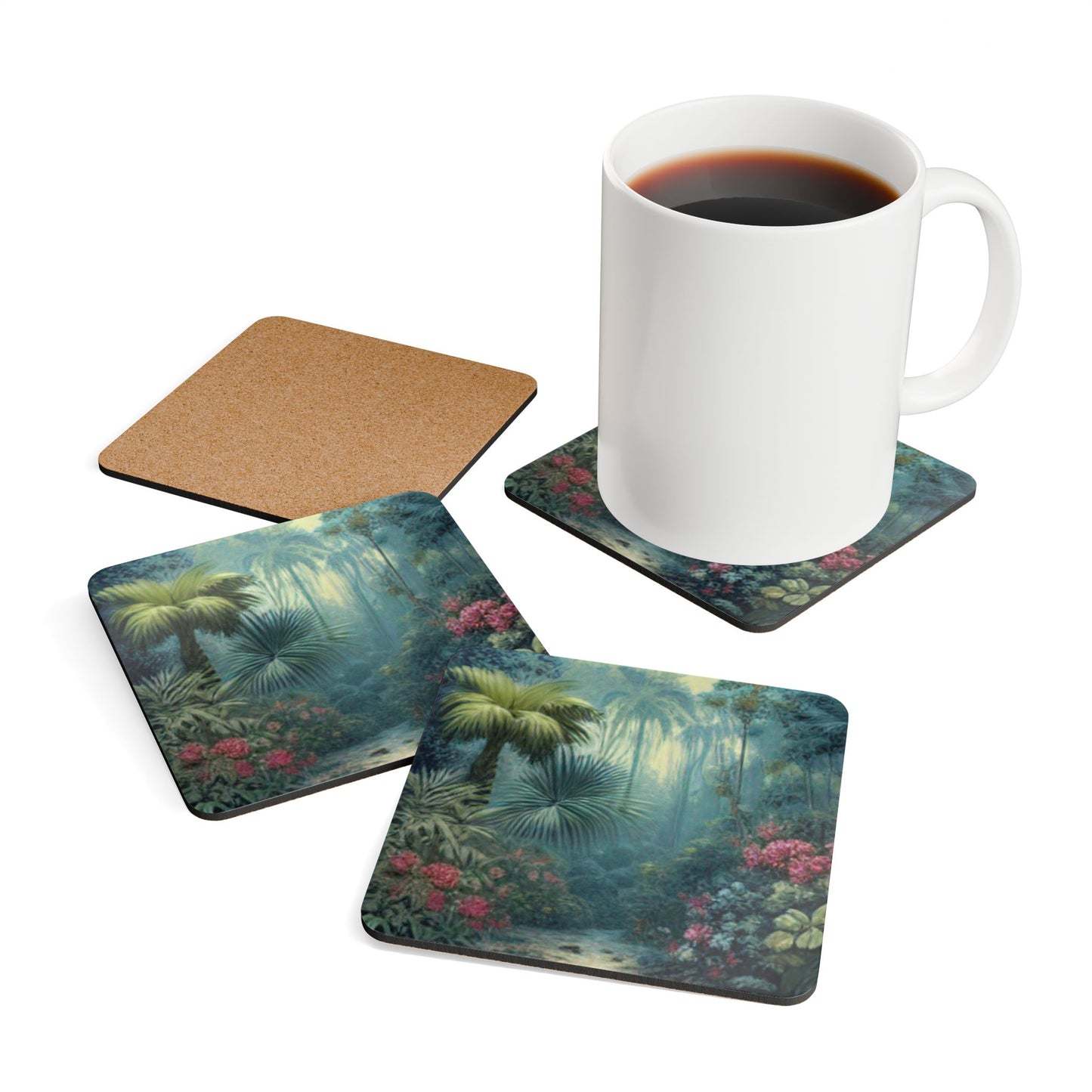 Four-piece Coaster Set - Misty Rainforest