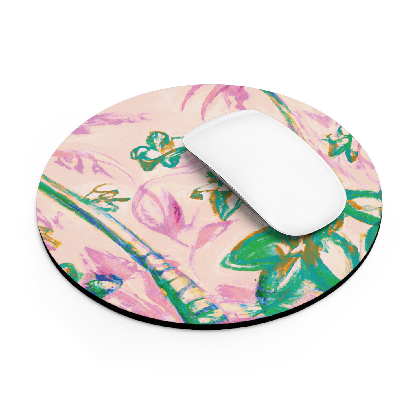 Rainforest Mouse Pad, 2 Shapes - Beach Vibes for Home Office & Gamer / Tropical Doodles, Pink