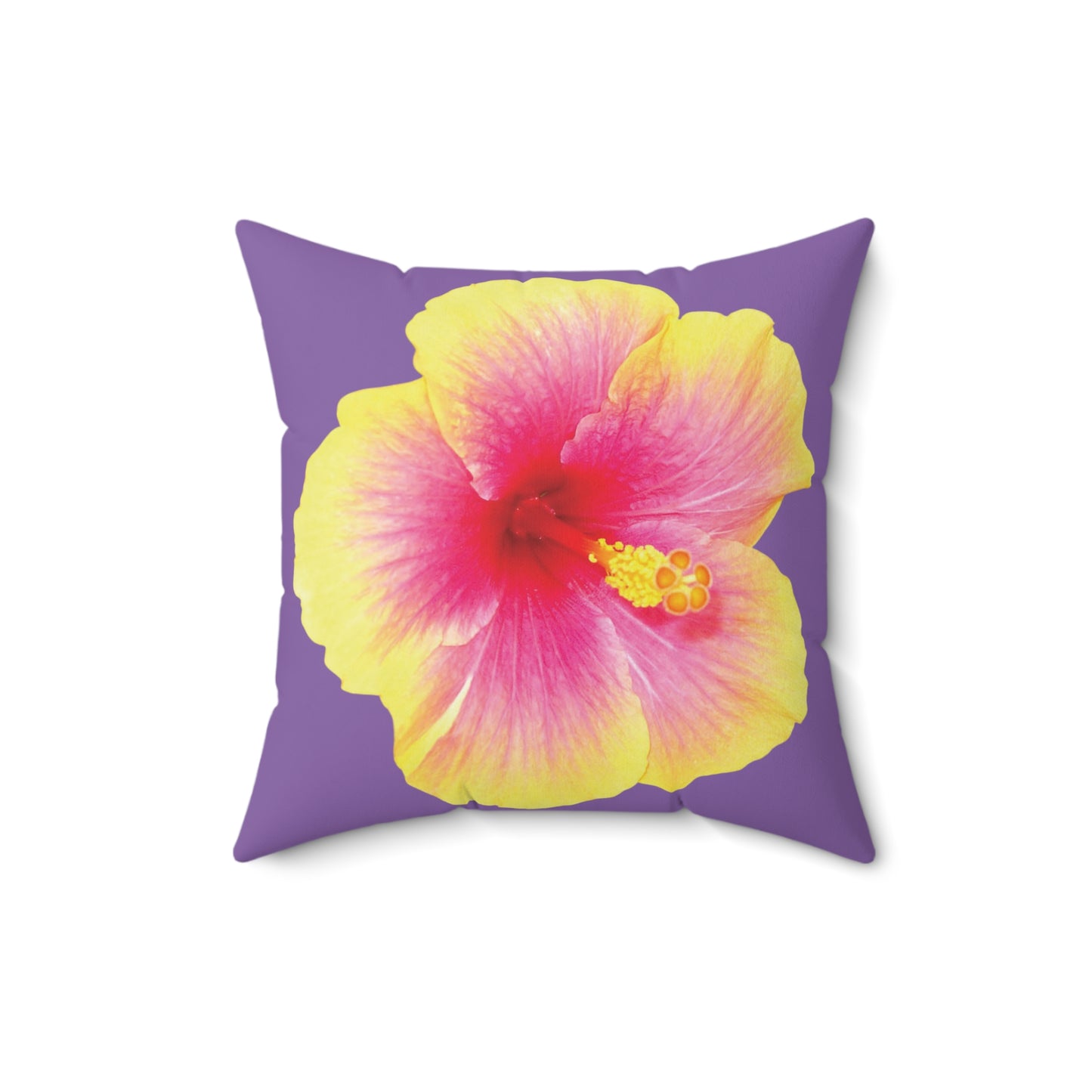 Decorative Pillow - Accent Cushion, 4 Sizes / Photo Yellow Hibiscus, Lt. Purple