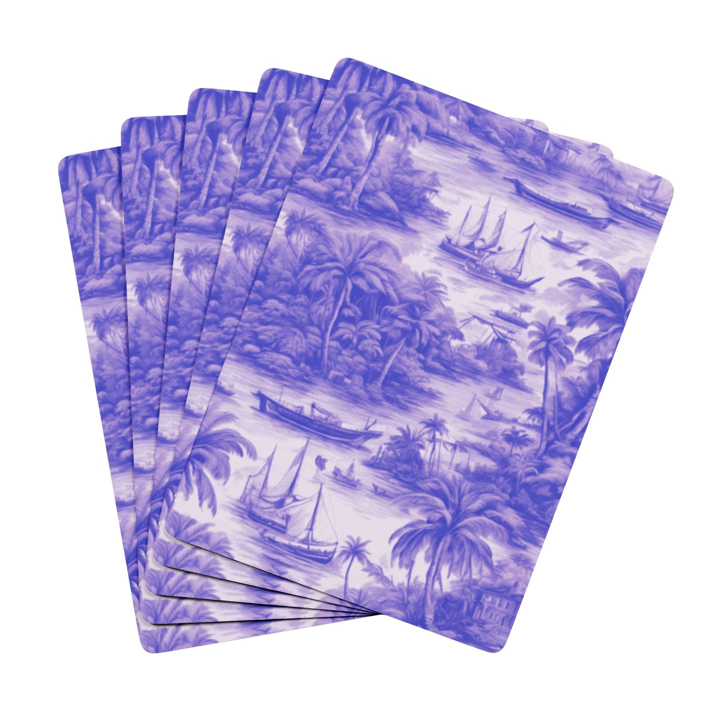 Poker-Sized Playing Cards - Tropical Toile #1 purple