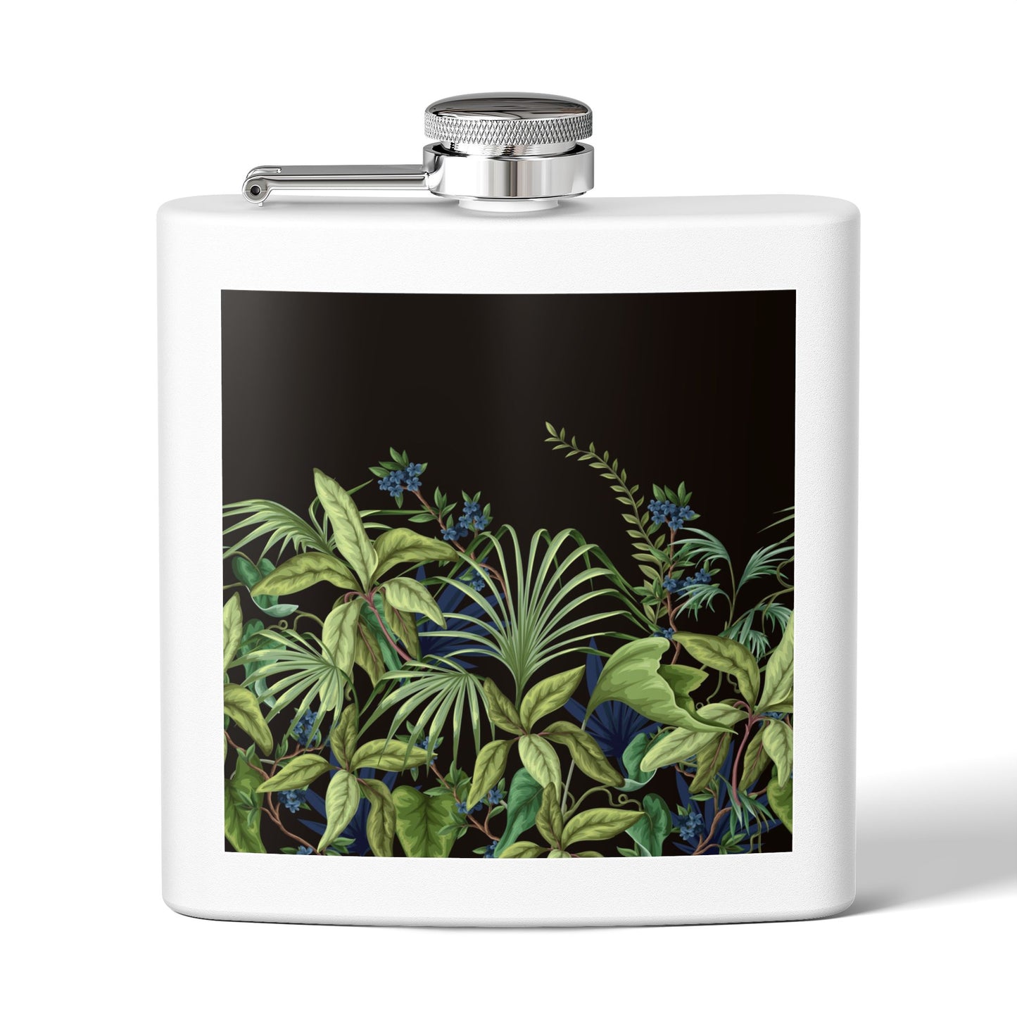 Tropical Stainless Steel 6 oz. Flask, Many Colors  – Midnight Jungle