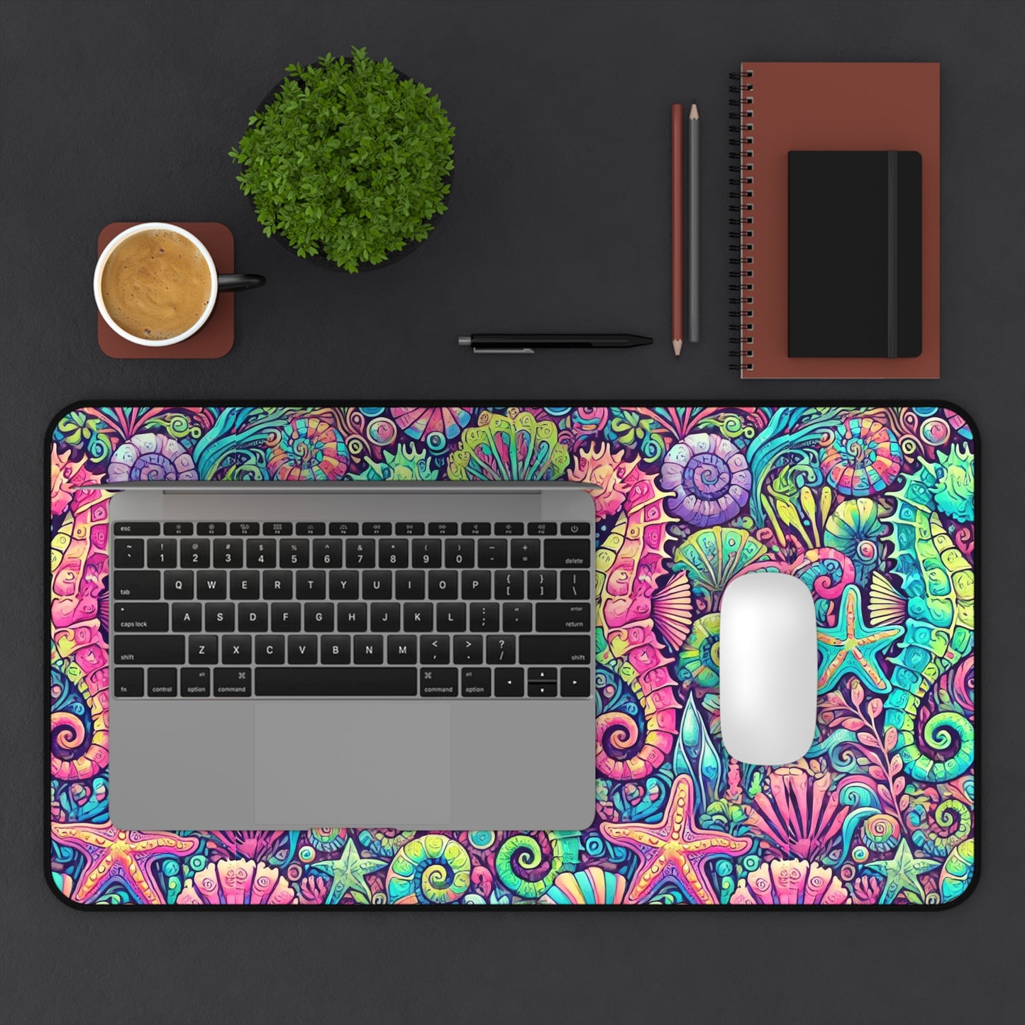 Tropical Mouse Pad/Desk Mat, 3 Sizes - Perfect for Home Office / Seahorses, Pop