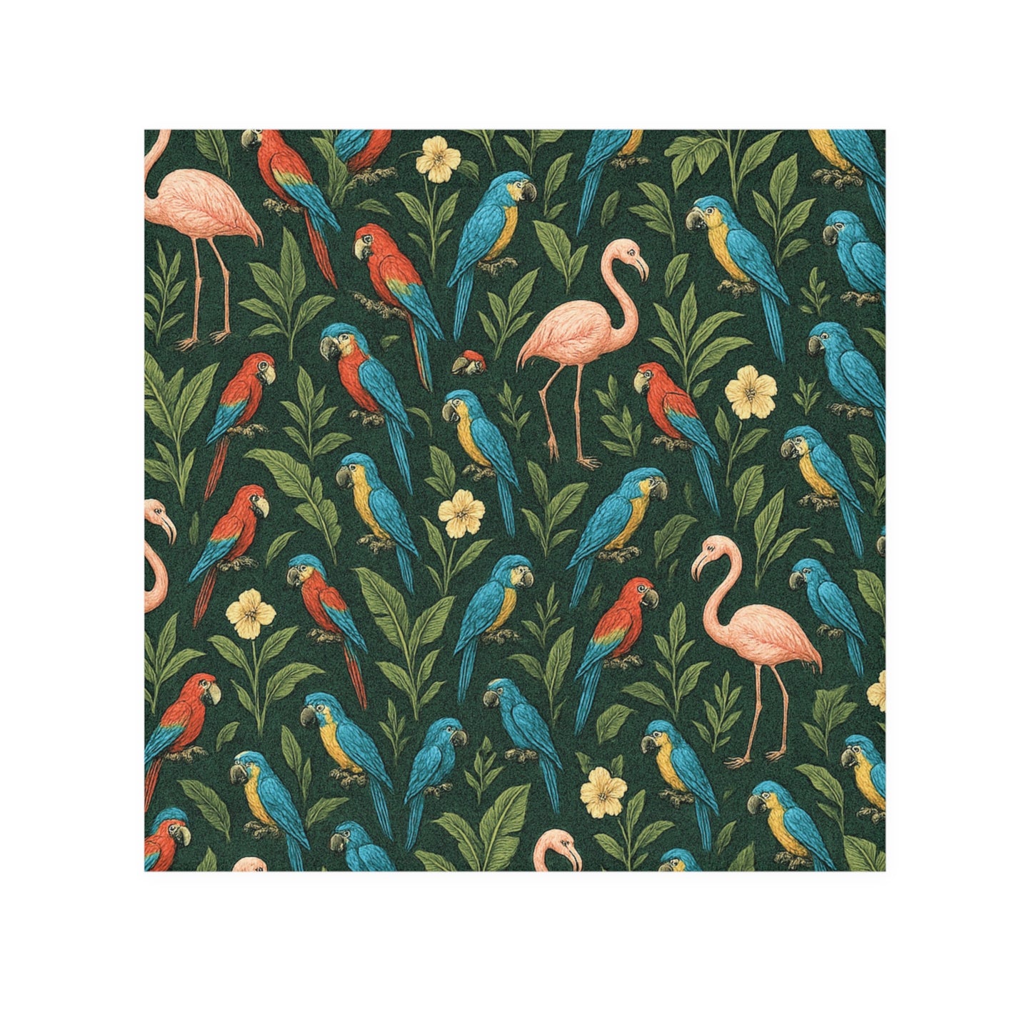 Face Towel - Flamingos and Parrots