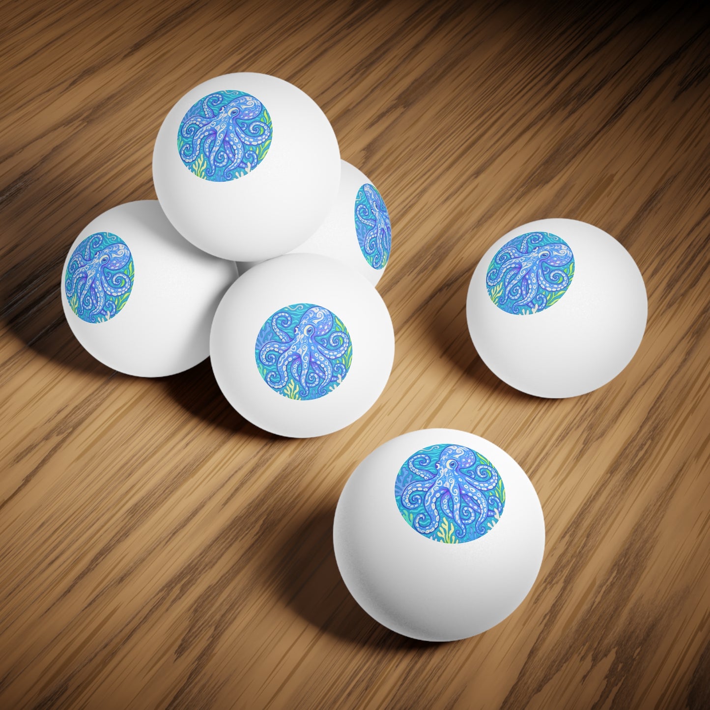 Tropical Paradise Ping Pong Balls - 6 Pack with Blue Kraken Joe