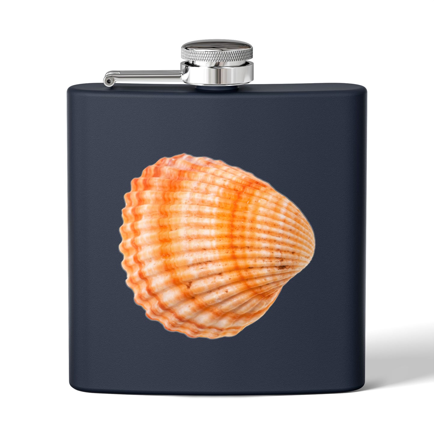 Tropical Stainless Steel 6 oz. Flask, Many Colors  – Orange Scallop