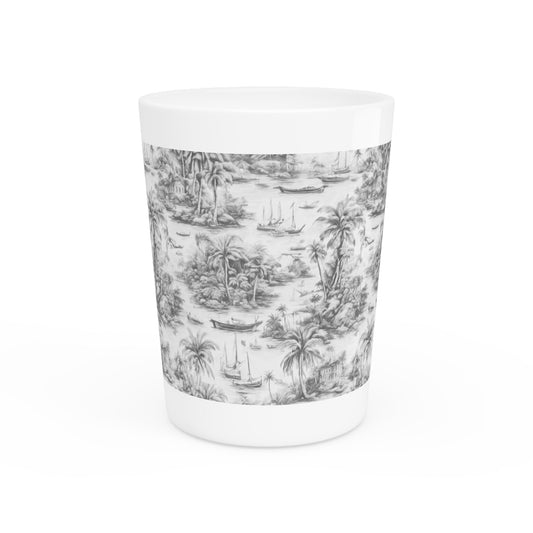 Shot Glass - Tropical Toile #1, Soft Black