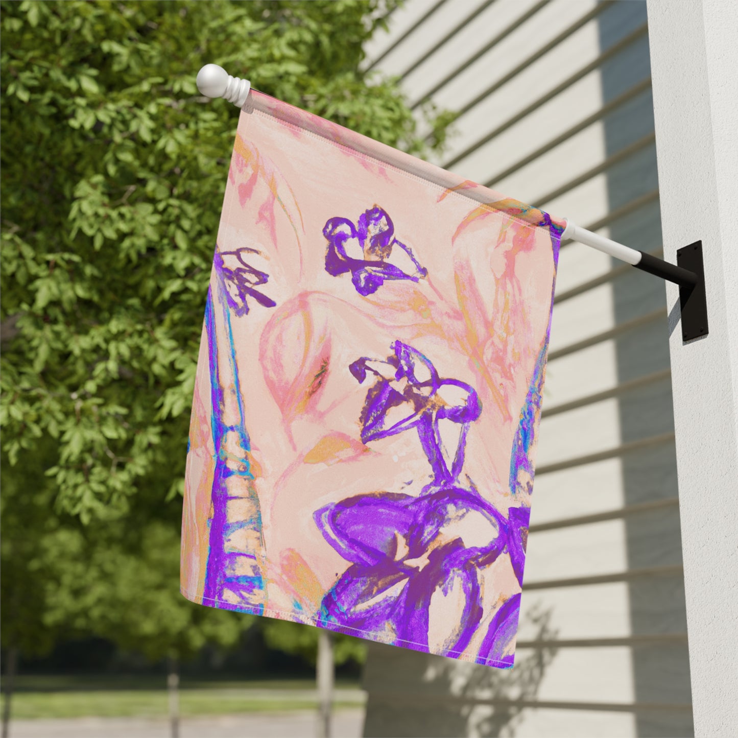 Tropical Garden Flag  - Perfect for Outdoor Decor / Tropical Doodles, Peach