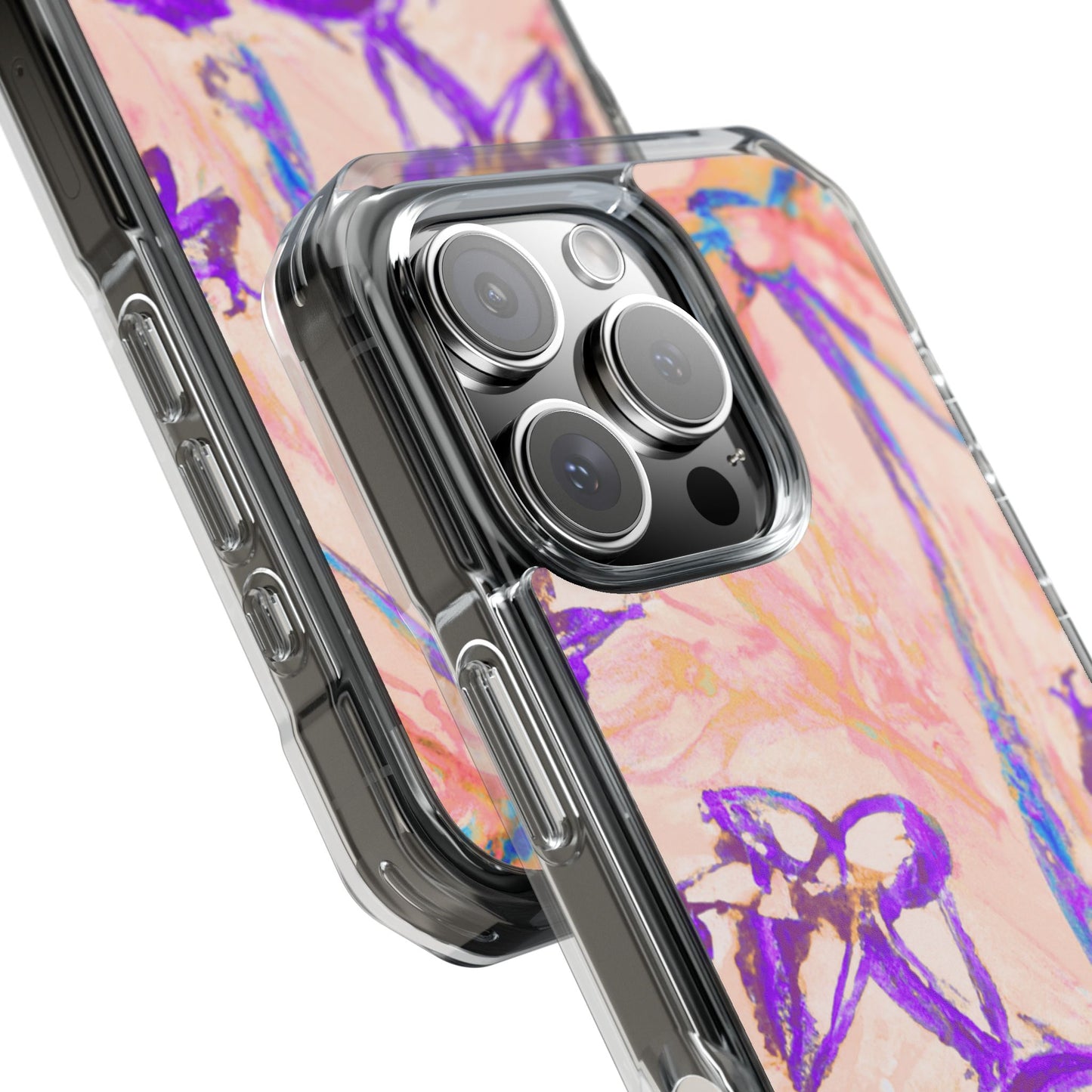 Tropical Doodles/Peach Magnetic Clear Phone Case, Many Models