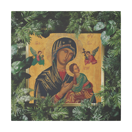 "Tropical Our Lady of Perpetual Help" Canvas Artwork - Stretched Canvas Print / Virgin Mary