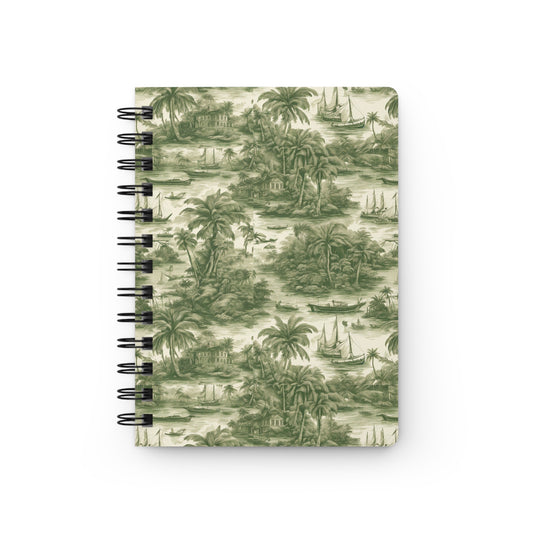 Spiral Bound Journal - Tropical Toile, Green