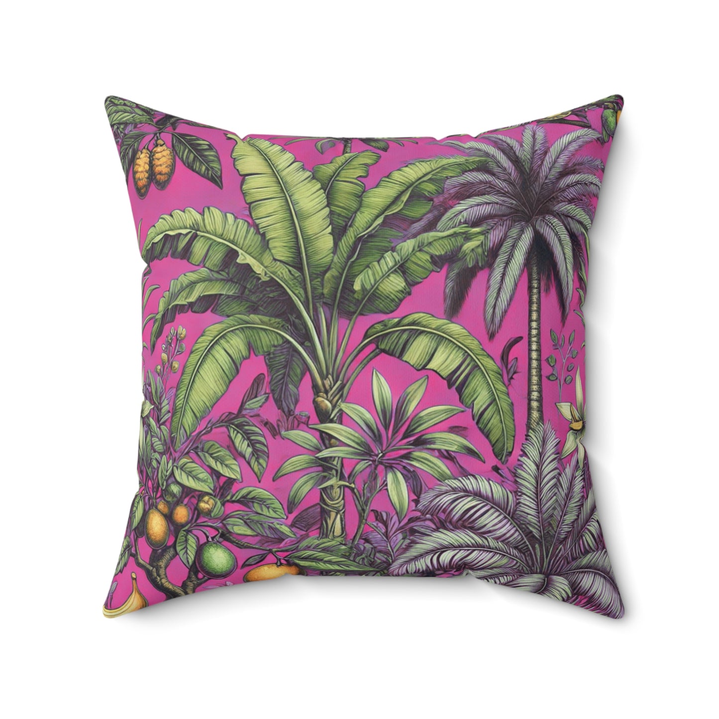 Decorative Pillow - Accent Cushion, 4 Sizes / Tropical Fruit, Hot Pink