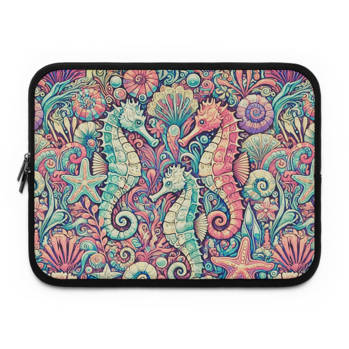 Tropical Laptop Sleeve, 5 Sizes - Perfect for Beach Lovers & Students / Seahorses, Retro