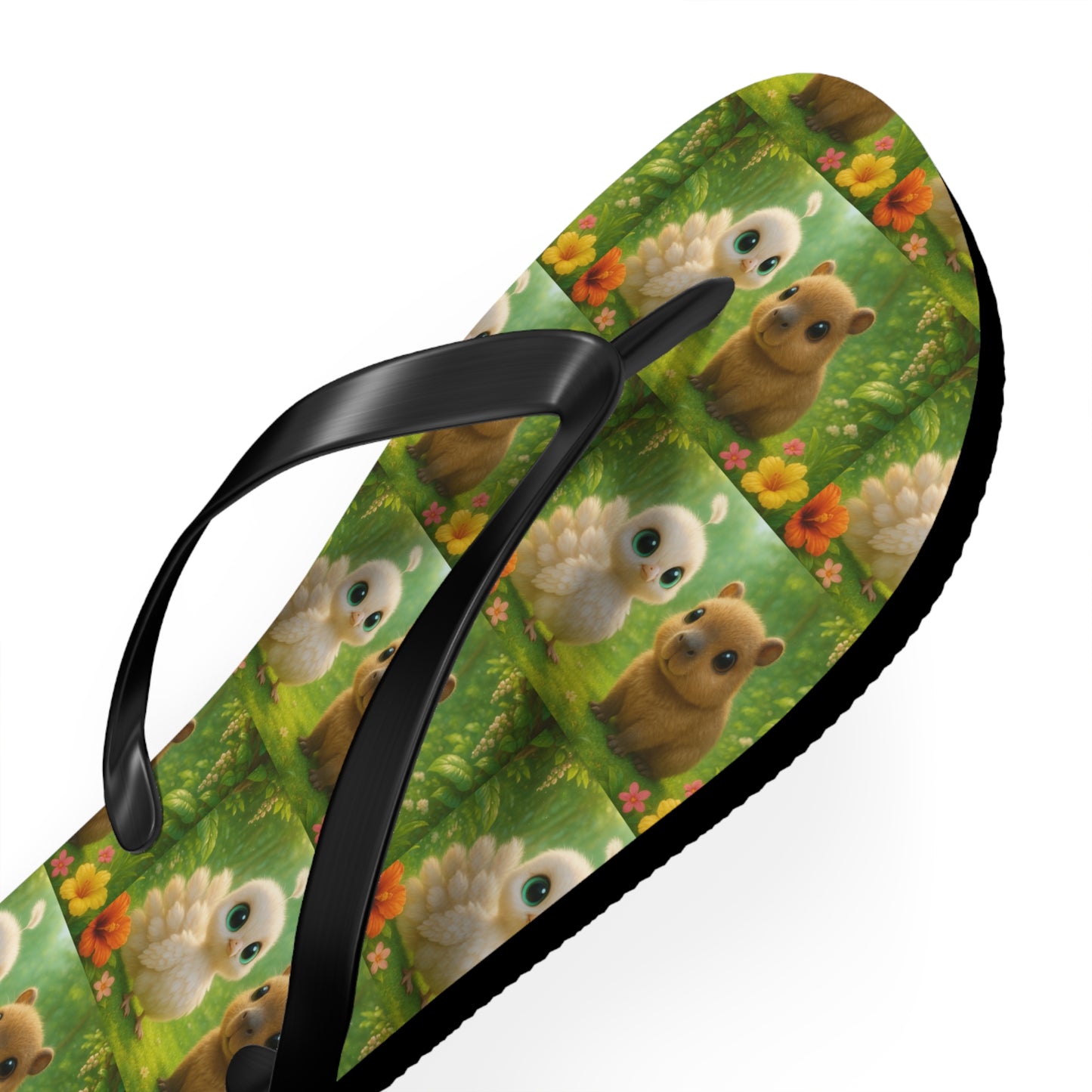 Flip Flops - Baby White Peacock and Baby Capybara