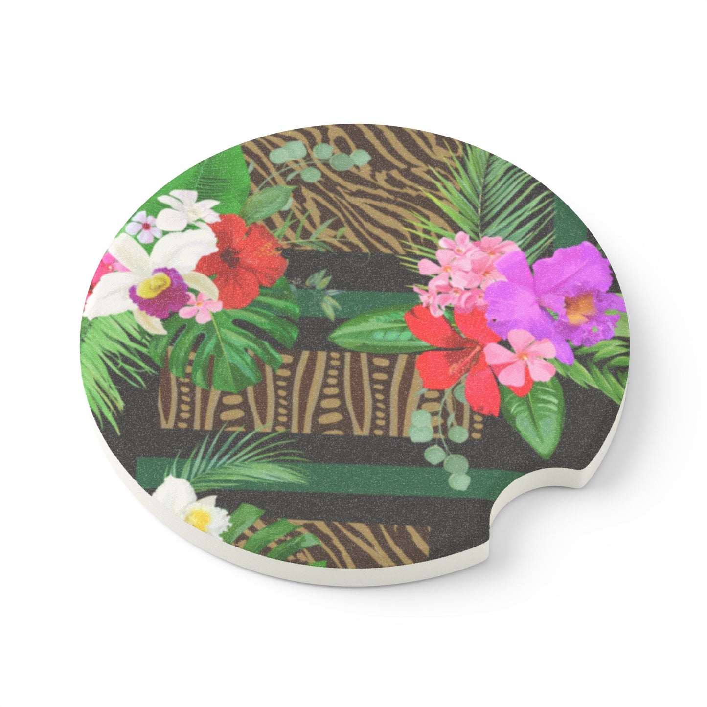 Soapstone Car Coaster - Tiki Orchids