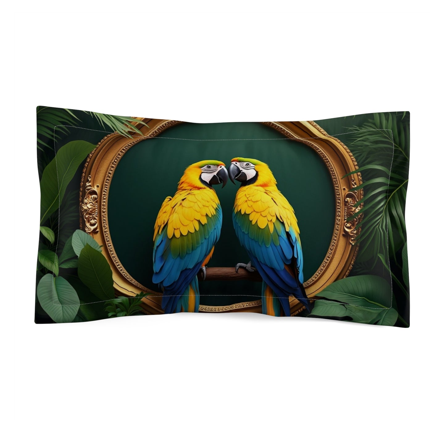 Microfiber Pillow Sham, 2 Sizes | Tropical Vibes for Relaxation / Pet Parrots