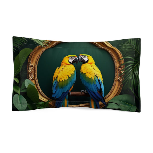 Microfiber Pillow Sham, 2 Sizes | Tropical Vibes for Relaxation / Pet Parrots
