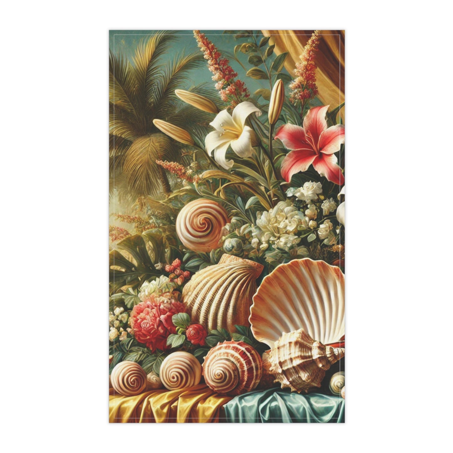 Tea Towels (cotton, poly), Shells and Flowers