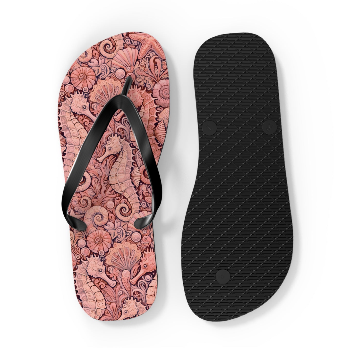 Flip Flops - Seahorses/Red