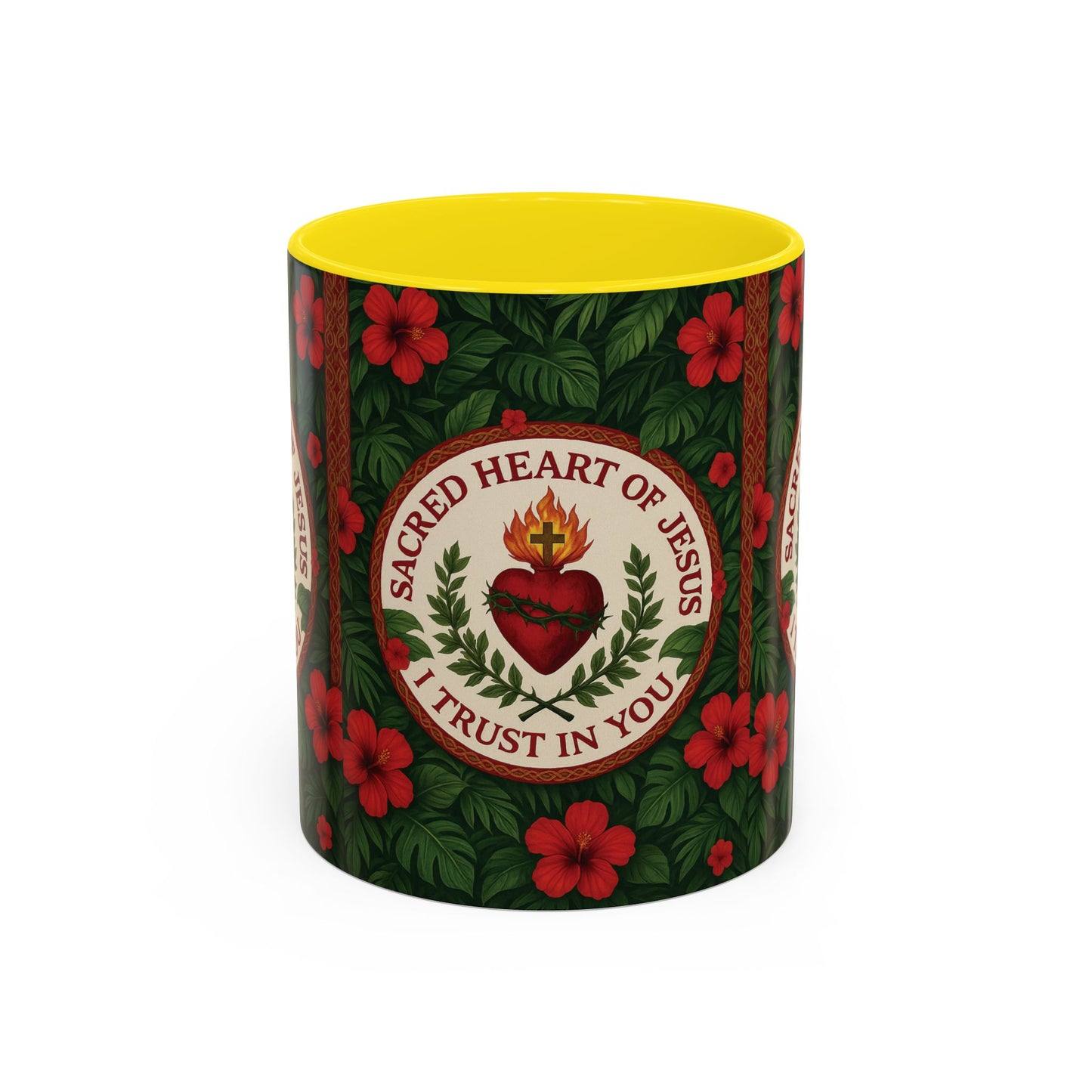Religious Accent Color Coffee Mug (11, 15oz) / Sacred Heart of Jesus Prayer, Various Colors