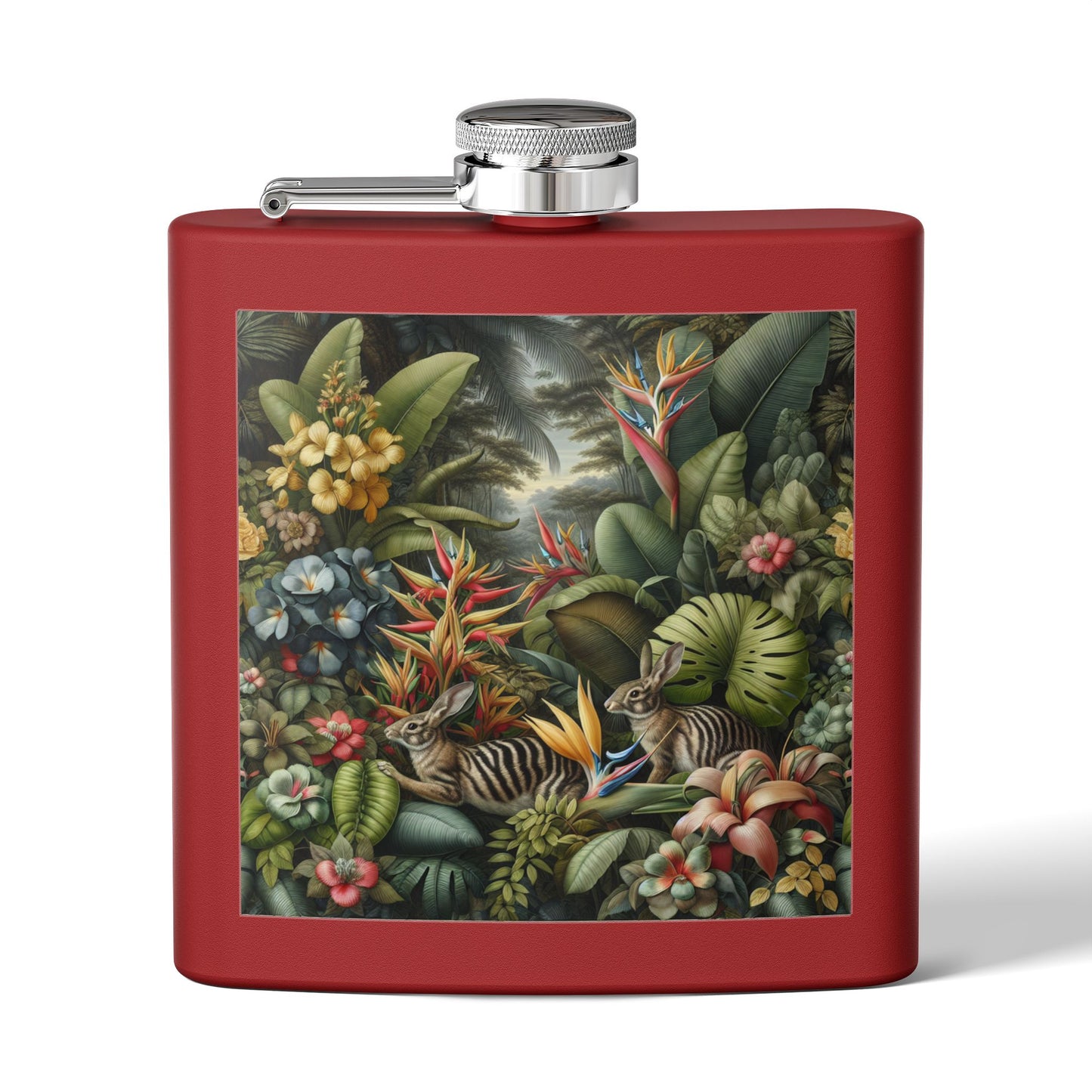 Tropical Stainless Steel 6 oz. Flask, Many Colors – Rainforest Rabbit Outing