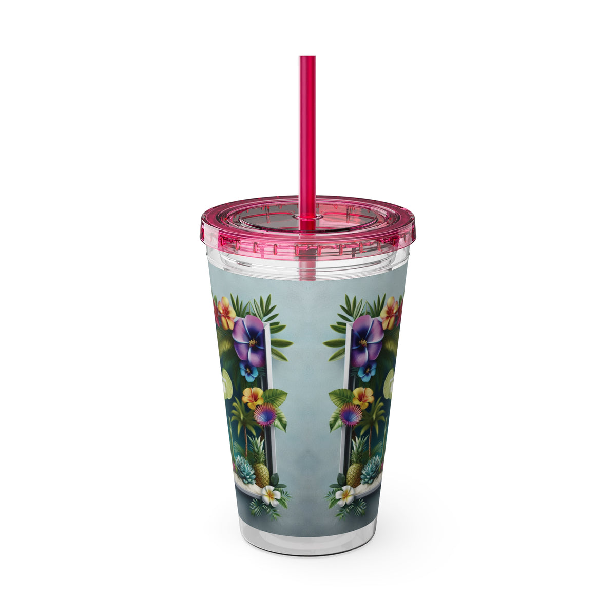 Tropical Tumbler with Straw | 16oz Colorful Travel Cup / Tropical Margarita