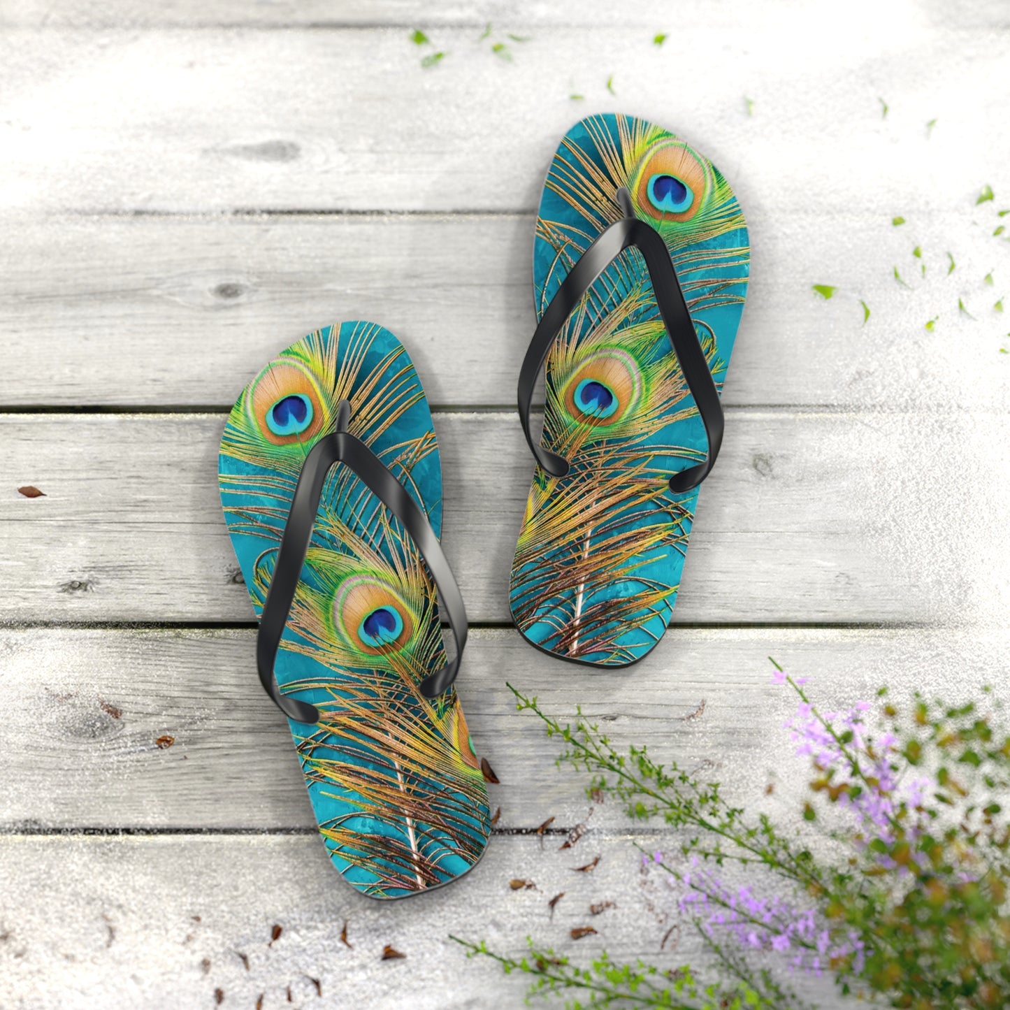 Flip Flops - Peacock Turquoise Glow