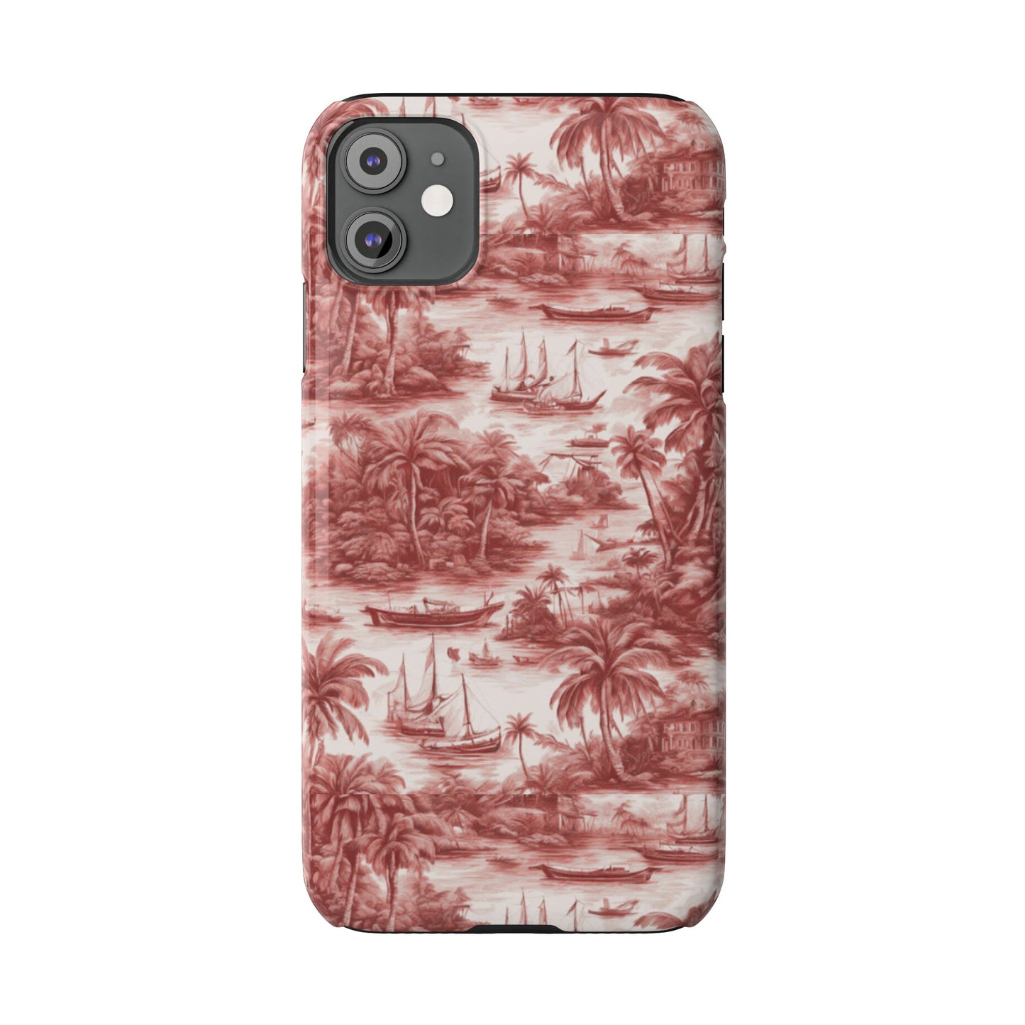 Slim Phone Cases - Tropical Toile #1, russet