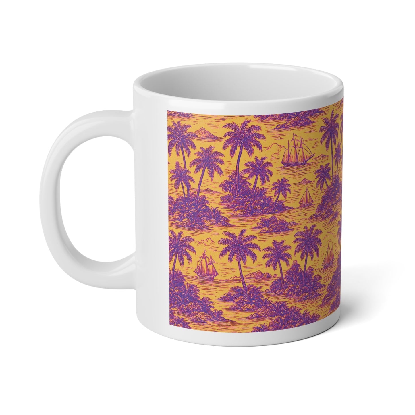 Jumbo Mug, 20 oz | Tropical Toile Trip, Orange