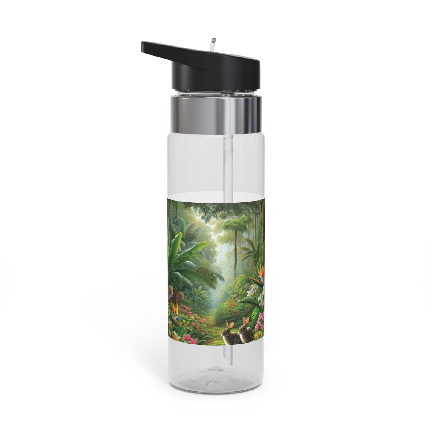 Tropical 20oz Tritan Sport Water Bottle -  Leakproof, Lightweight, BPA-Free / Hidden Rabbits