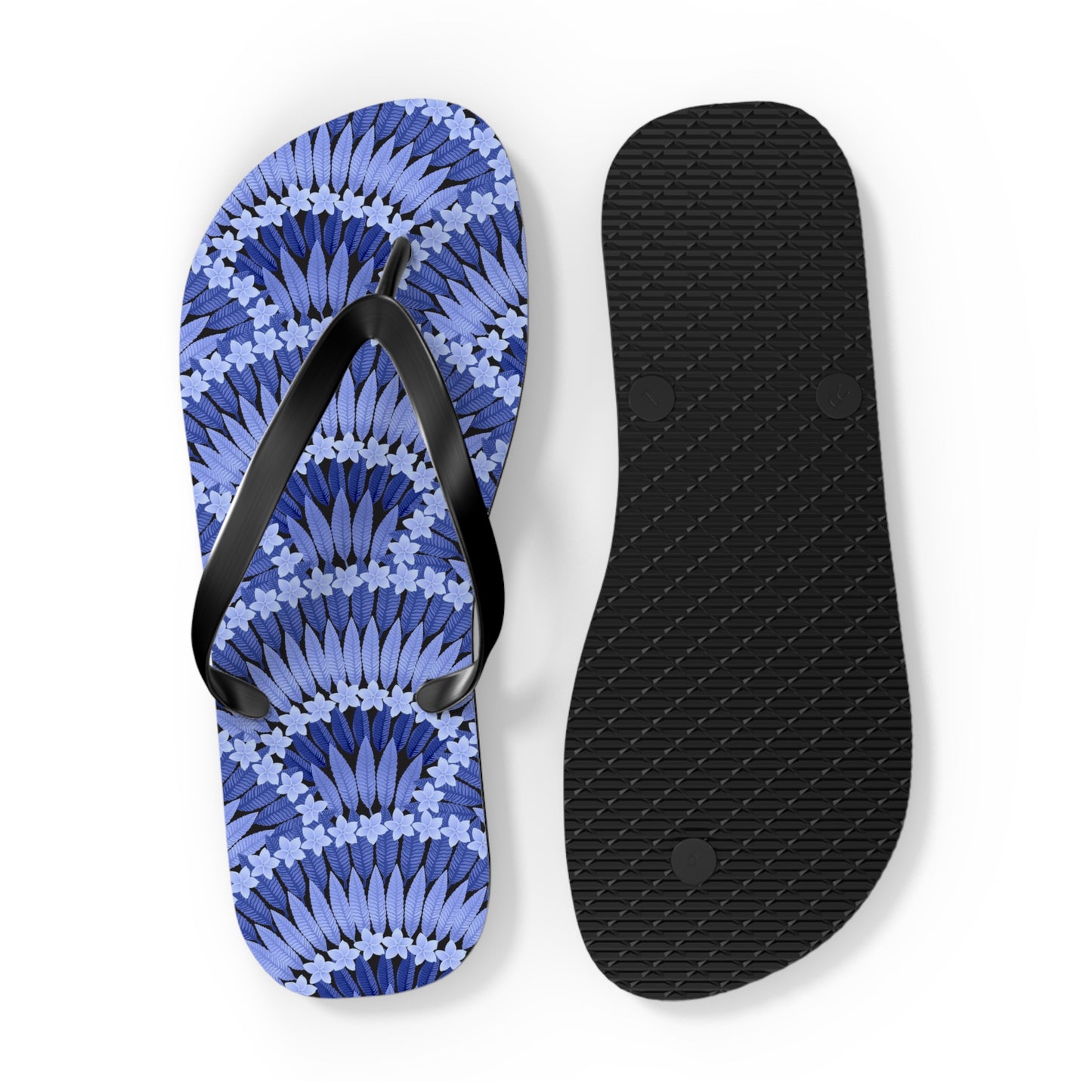 Flip Flops - Plumeria and Palms, Blue