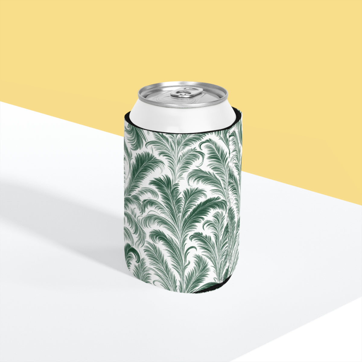 Rocco Greens/White Can Cooler Sleeve - Perfect for Outdoor Picnics