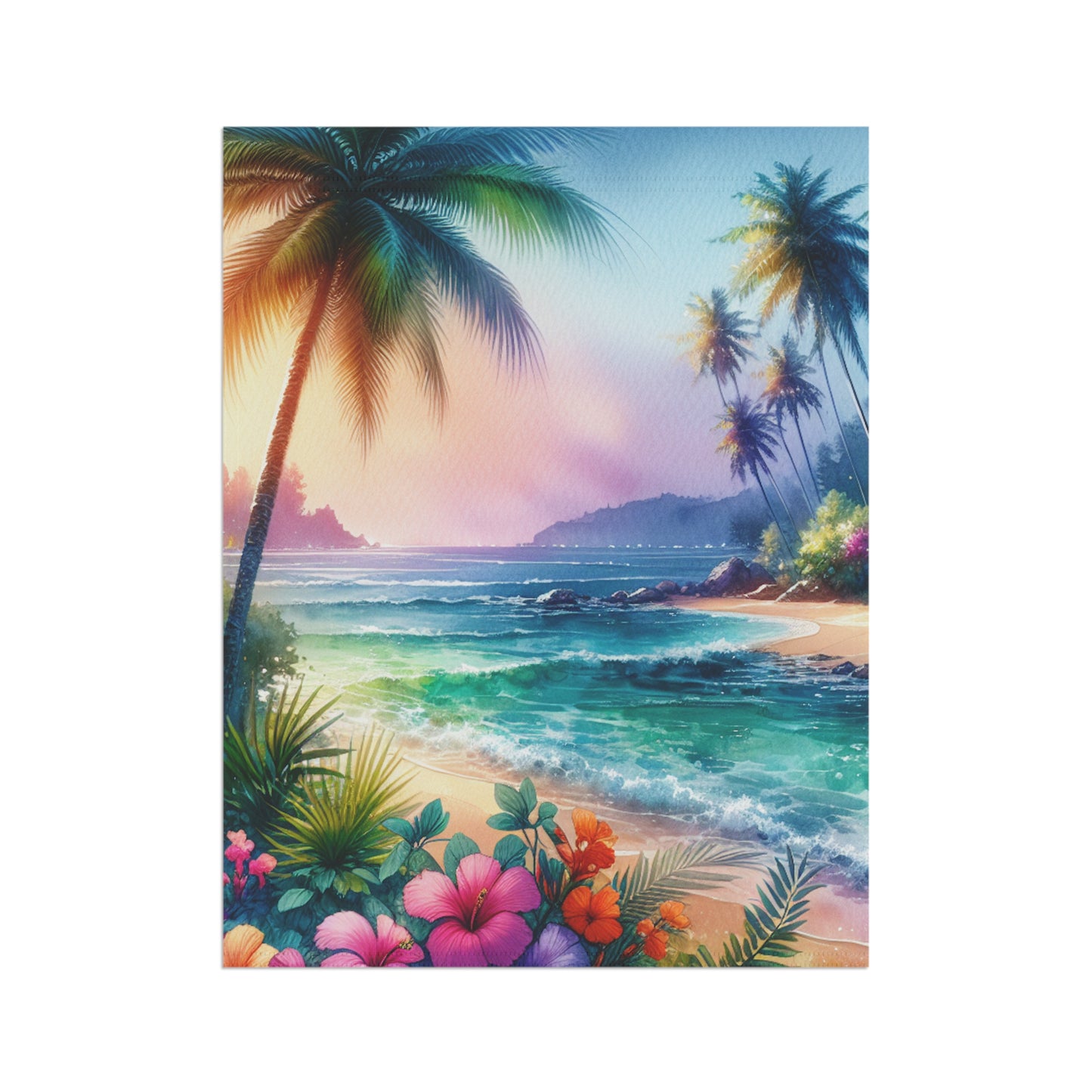 Tropical Garden Flag - Perfect for Outdoor Decor / Bay of Peace Beach Design