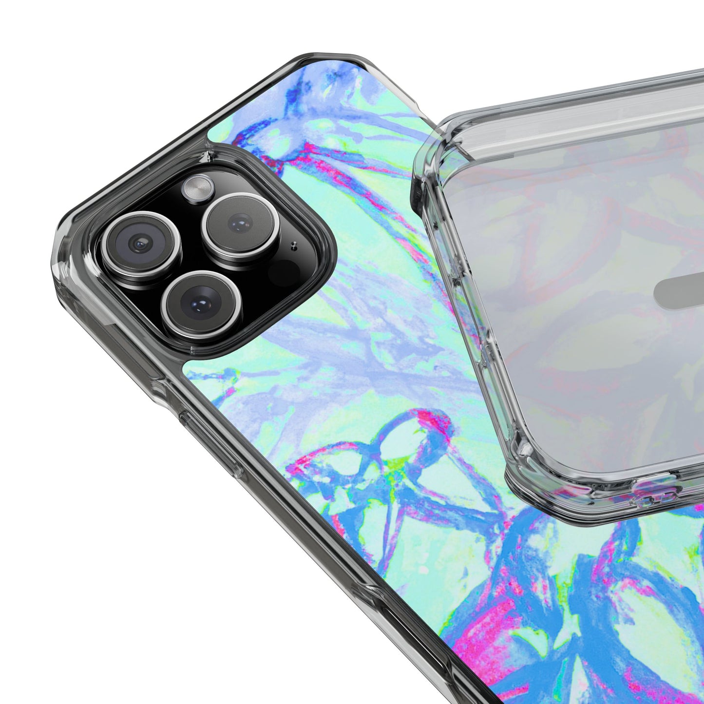 Tropical Doodles/Blue Magnetic Clear Phone Case, Many Models