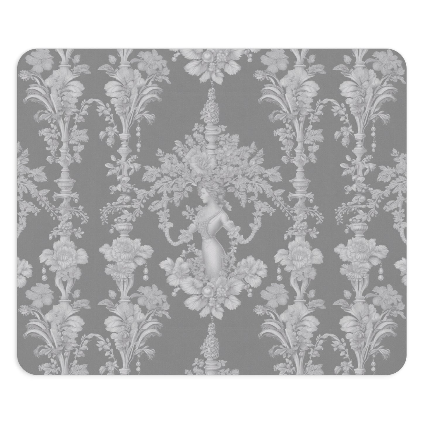 Tropical Mouse Pad, 2 Shapes - Coastal Vibes for Home Office & Gamer / Pearl Lady Toile, Slate