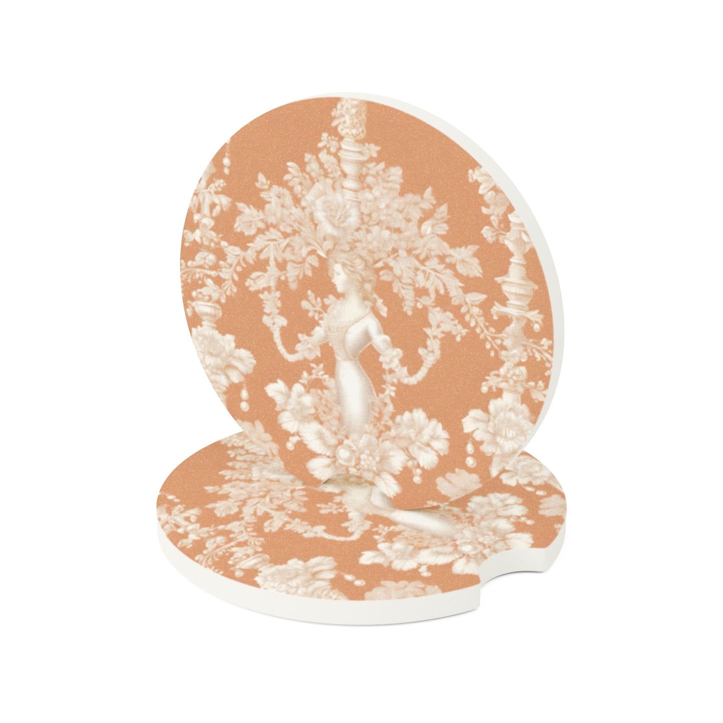 Soapstone Car Coaster - Pearl Lady Toile, melon